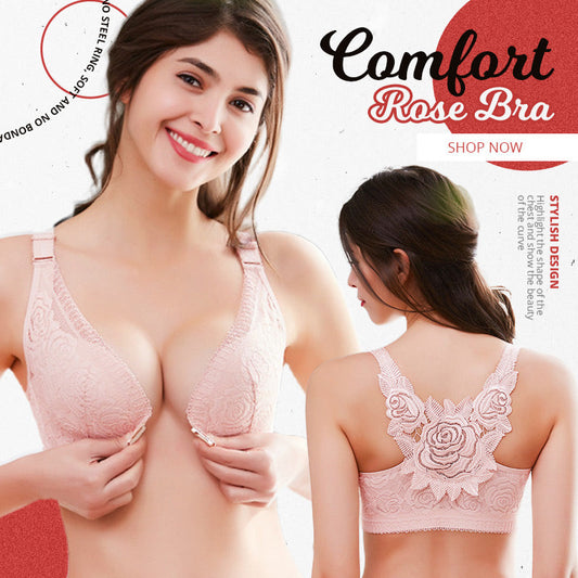 Easy front button sexy and comfort rose bra