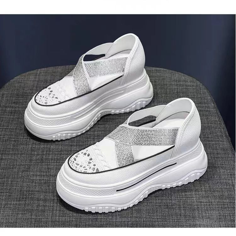 Women's Lace Border Lightweight Breathable Chunky Shoes